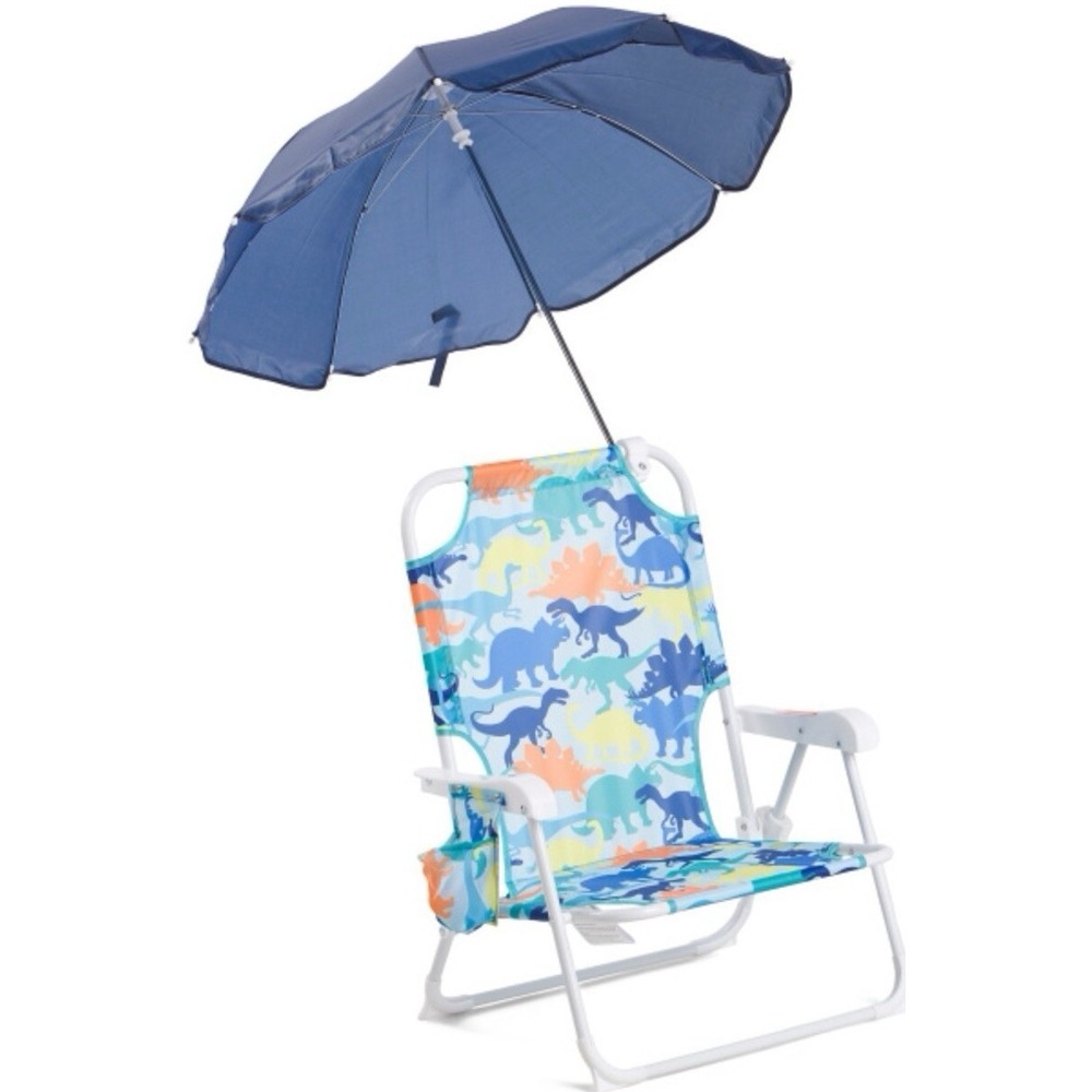 C&C CALIFORNIA Beach Chair 3-6 Years Folding Dino Cup Holder Umbrella Foldable